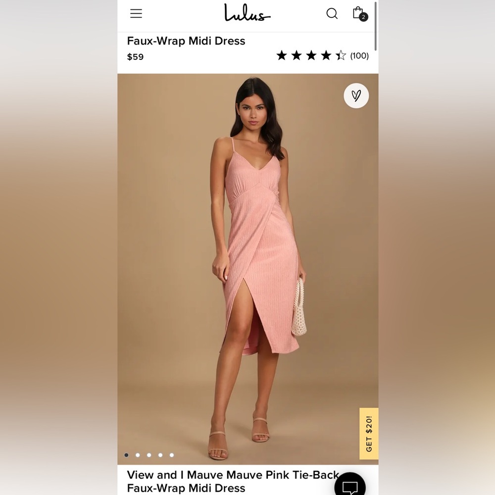 Lulus Faux-Wrap MIDI Dress Size Medium